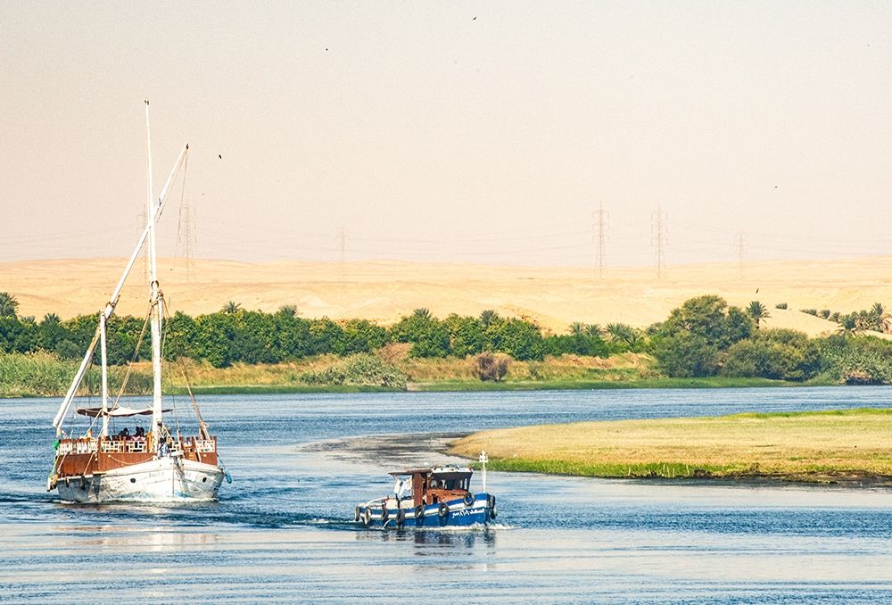 Upper Egypt-Aswan-between and Edfu on a meander of the Nile-the Amelia under tow art print by Alison Jones for $57.95 CAD